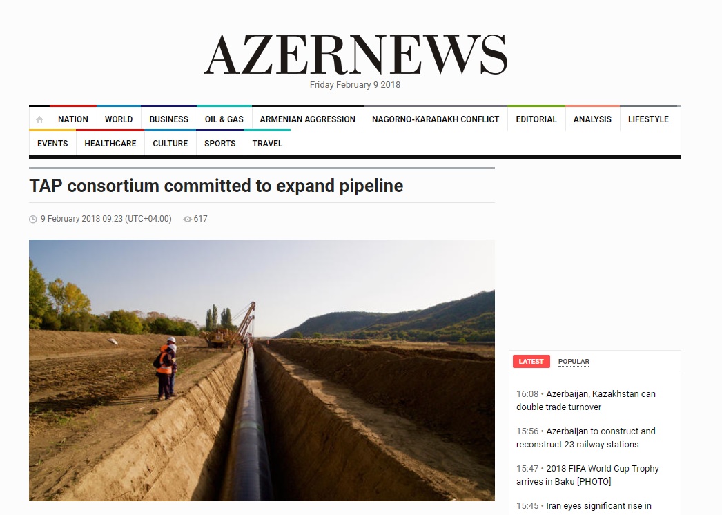 Lajmi i mirë nga mediat azere: TAP rrit përfitimet për Shqipërinë
