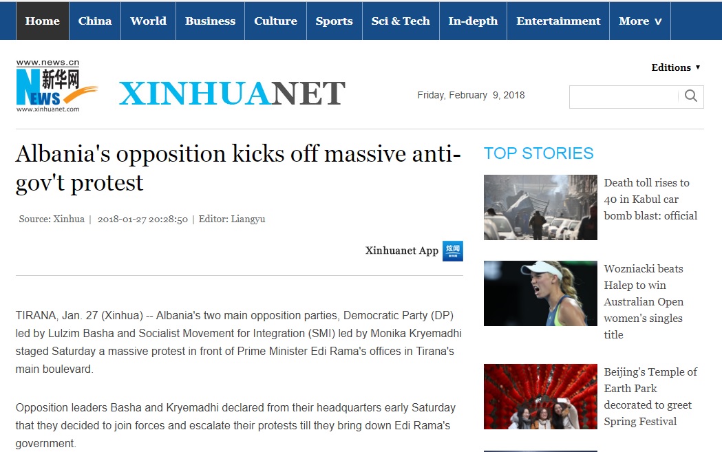 Protestat e opozitës, media kineze thirrje turistëve: Mos shkoni në Shqipëri! Protestat e opozitës, media kineze thirrje turistëve: Mos shkoni në Shqipëri!
