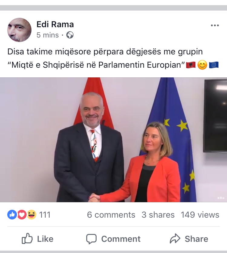 Video/ Integrimi i Shqipërisë, Rama: Takime miqësore përpara dēgjesës me grupin “Miqtë e Shqipërisë në Parlamentin Europian” Video/ Integrimi i Shqipërisë, Rama: Takime miqësore përpara dēgjesës me grupin “Miqtë e Shqipërisë në Parlamentin Europian”