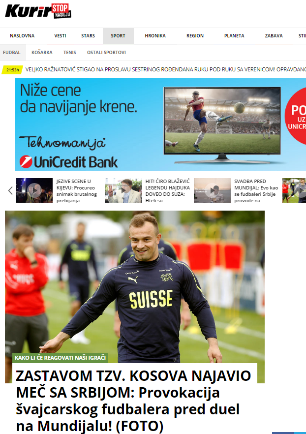 Serbët gjejnë “provokacija” edhe te skuadra e Zvicrës plot me shqipëtarë (foto) Serbët gjejnë “provokacija” edhe te skuadra e Zvicrës plot me shqipëtarë (foto)