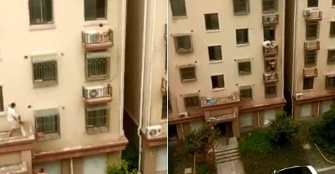 “Heronjtë” ngjiten nëpër ballkone për të shpëtuar një vajzë të vogël (Video) “Heronjtë” ngjiten nëpër ballkone për të shpëtuar një vajzë të vogël (Video)
