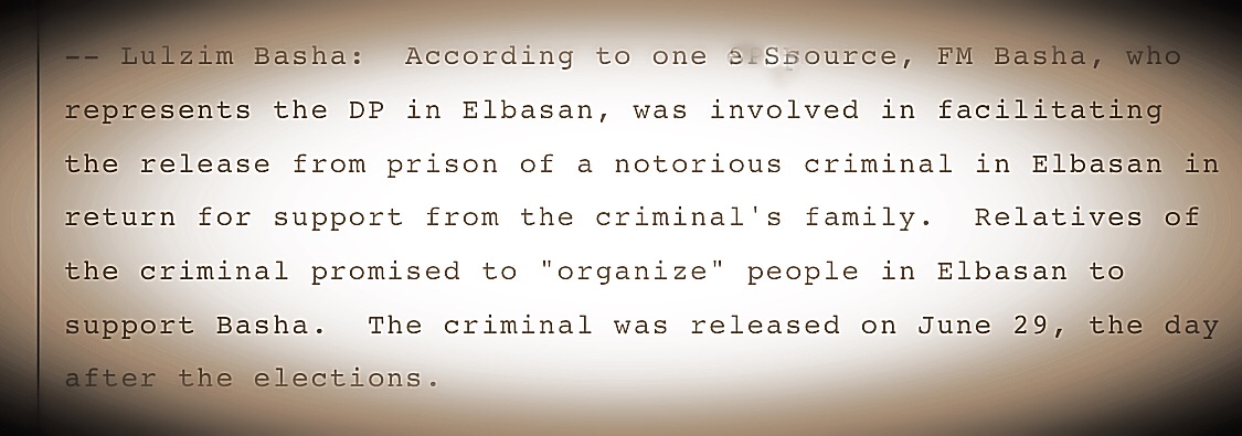 Faksimile/ Ambasadori i SHBA raportonte në DASH: Lulzim Basha është përfshirë në lirimin e një krimineli në Elbasan për të siguruar vota
