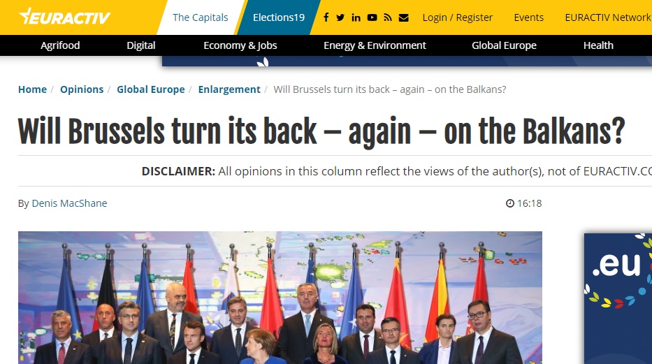 Euractiv: A do t’ia kthejë shpinën Brukseli – sërish – Ballkanit? Euractiv: A do t’ia kthejë shpinën Brukseli – sërish – Ballkanit?