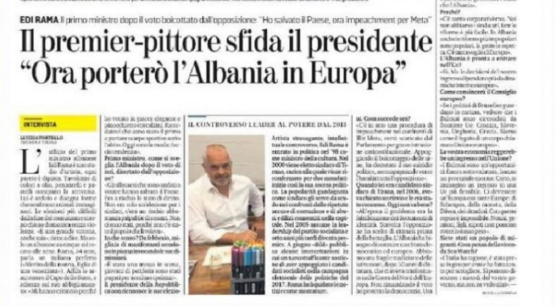 Rama për ”La Stampa”: Duke mos shtyrë zgjedhjet, mbrojta demokracinë Rama për ”La Stampa”: Duke mos shtyrë zgjedhjet, mbrojta demokracinë