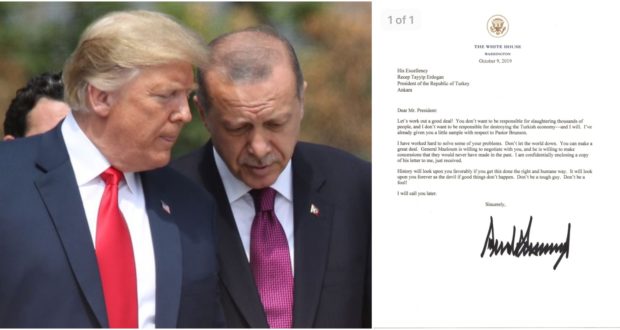 Publikohet letra ku Trump i shkruan Erdoganit: “Mos u bëj budalla!” Publikohet letra ku Trump i shkruan Erdoganit: “Mos u bëj budalla!”