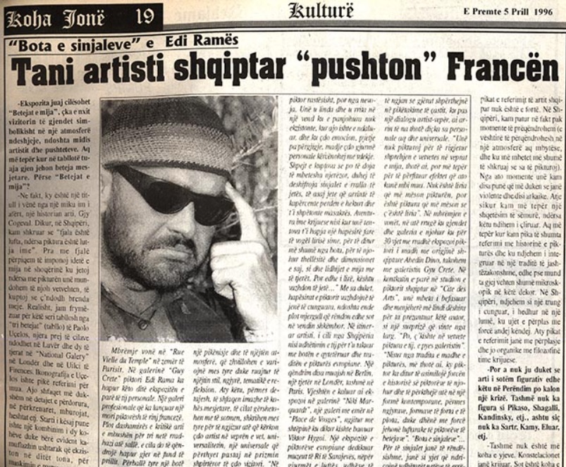 Artisti Edi Rama nga Parisi: Në Shqipëri ndihem si një trung i cunguar, i hedhur në një lumë. Në Tiranë ndjen veç urrejtje, moskuptim dhe xhelozi