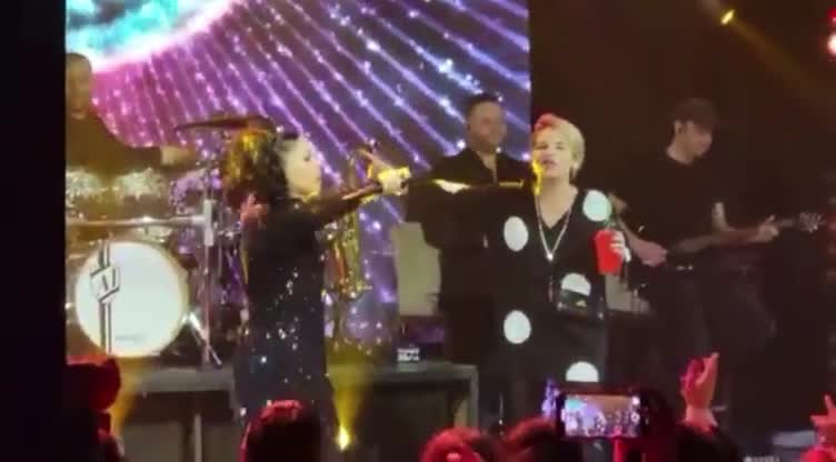 VIDEO/ Qejf or qejf bëjnë politikanet! Me birrë në dorë “patriotja” Kryemadhi ngjitet në skenë, i’a merr këngës së Hajredin Pashës