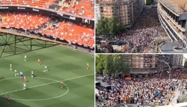 VIDEO/ Skena të pabesueshme nga Valencia! Stadiumi ishte bosh dhe dëgjohej kënga e 10.000 tifozëve nga jashtë “Mestalla”, tifozët për t’u duartrokitur