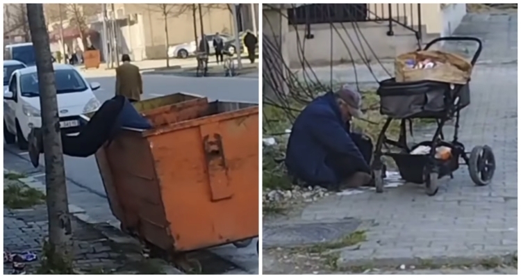 Skenë e trishtë! Burri qëndron dhjetë minuta duke rrëmuar në kazanin e plehrave! Skenë e trishtë! Burri qëndron dhjetë minuta duke rrëmuar në kazanin e plehrave!