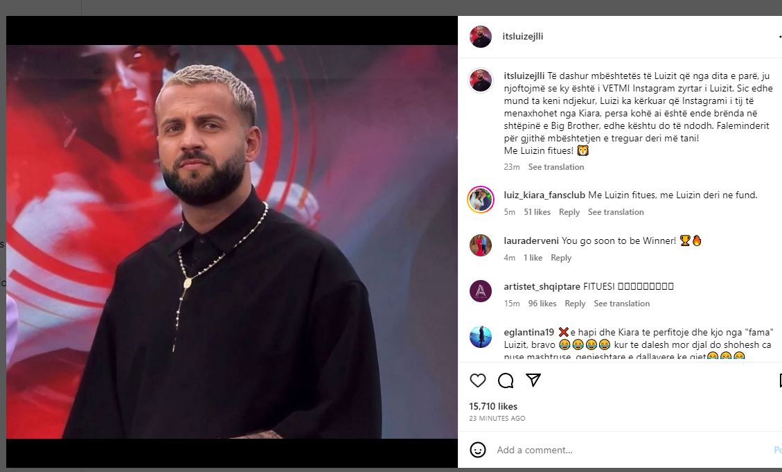Hapet instagrami zyrtar i Luiz Ejllit, rritje e frikshme e fansave. Në pak minuta kap 50 mijë Hapet instagrami zyrtar i Luiz Ejllit, rritje e frikshme e fansave. Në pak minuta kap 50 mijë