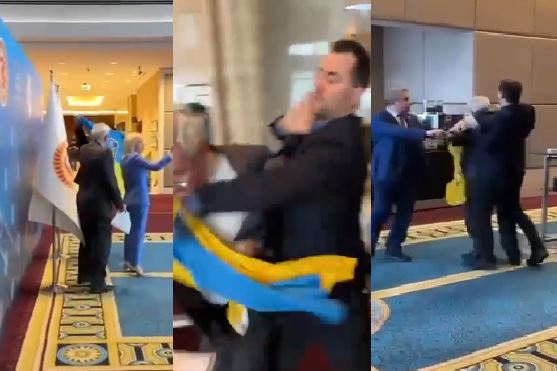 VIDEO/ Plas grushti në Asamblenë ndërkombëtare në Ankara/ I rrëmbeu flamurin e vendit të tij, deputeti ukrainas godet në fytyrë përfaqësuesin rus VIDEO/ Plas grushti në Asamblenë ndërkombëtare në Ankara/ I rrëmbeu flamurin e vendit të tij, deputeti ukrainas godet në fytyrë përfaqësuesin rus