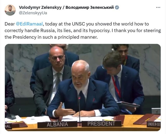 VIDEO/ Zelenski ngre në qiell Edi Ramën: I tregove botës, si duhet të trajtohet Rusia! VIDEO/ Zelenski ngre në qiell Edi Ramën: I tregove botës, si duhet të trajtohet Rusia!