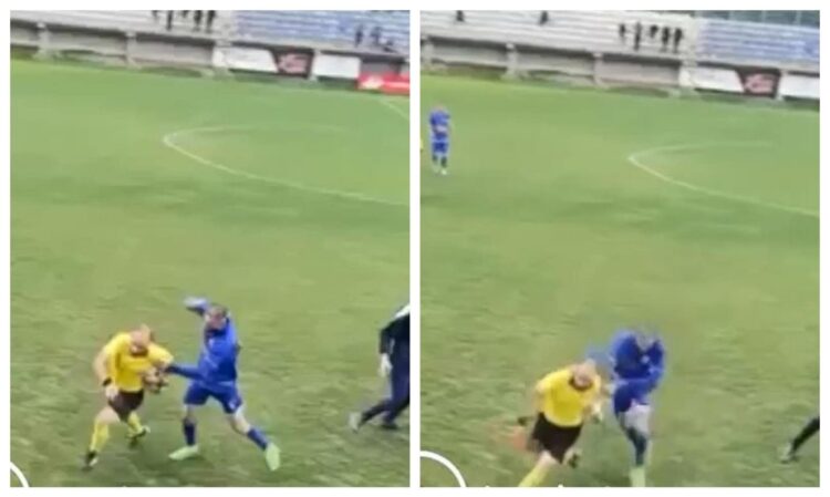 VIDEO/ Pamje të turpshme në futbollin kosovarë, futbollisti sulmon arbitrin e ndeshjes,arrestohet brënda në fushë VIDEO/ Pamje të turpshme në futbollin kosovarë, futbollisti sulmon arbitrin e ndeshjes,arrestohet brënda në fushë