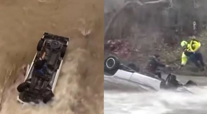 Pamje dramatike: Momenti kur shpëtohet pas 14 orësh gruaja e bllokuar në automjetin gjysmë të zhytur në ujë Pamje dramatike: Momenti kur shpëtohet pas 14 orësh gruaja e bllokuar në automjetin gjysmë të zhytur në ujë