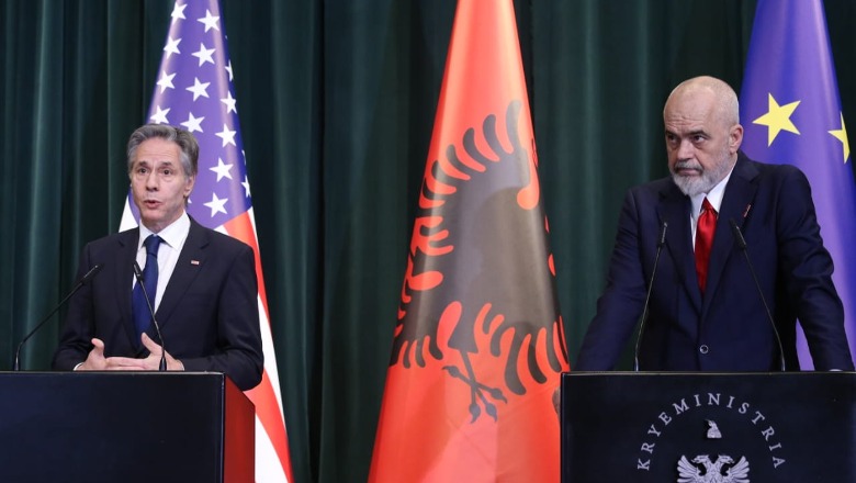 Vizita e Sekretarit amerikan të Shtetit Antony Blinken në Tiranë, konferenca e plotë me kryeministrin Edi Rama Vizita e Sekretarit amerikan të Shtetit Antony Blinken në Tiranë, konferenca e plotë me kryeministrin Edi Rama