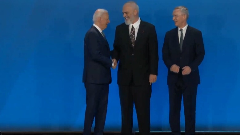 Samiti i NATO-s në Uashington: Rama krah Biden e Stoltenberg (Video) Samiti i NATO-s në Uashington: Rama krah Biden e Stoltenberg (Video)