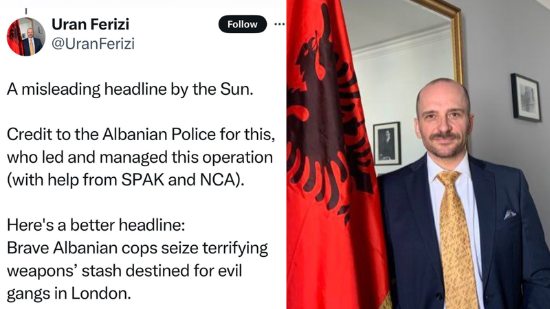 Artikulli i “The Sun” për urdhër-arrestet e SPAK, reagon ambasadori i Shqipërisë në Britani: Mashtrim, është aksion i policisë së shtetit Artikulli i “The Sun” për urdhër-arrestet e SPAK, reagon ambasadori i Shqipërisë në Britani: Mashtrim, është aksion i policisë së shtetit