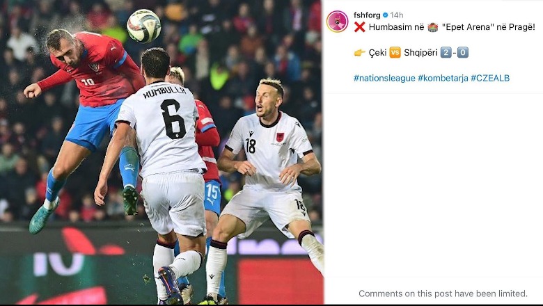 FOTOLAJM/ Pas humbjes turpëruese me Çekinë, FSHF bllokon komentet ndaj tifozëve të kombëtares FOTOLAJM/ Pas humbjes turpëruese me Çekinë, FSHF bllokon komentet ndaj tifozëve të kombëtares