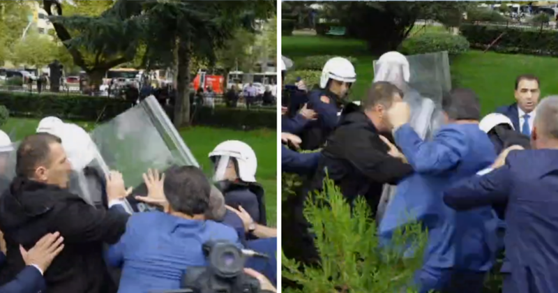 Flamur Noka qëllon me grushte efektivin e policisë Flamur Noka qëllon me grushte efektivin e policisë