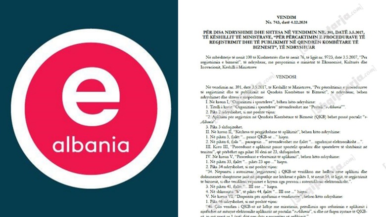 Hyn në fuqi vendimi i Qeverisë: Nga sot çdo shërbim që merrej pranë QKB tani tek “e-Albania” Hyn në fuqi vendimi i Qeverisë: Nga sot çdo shërbim që merrej pranë QKB tani tek “e-Albania”