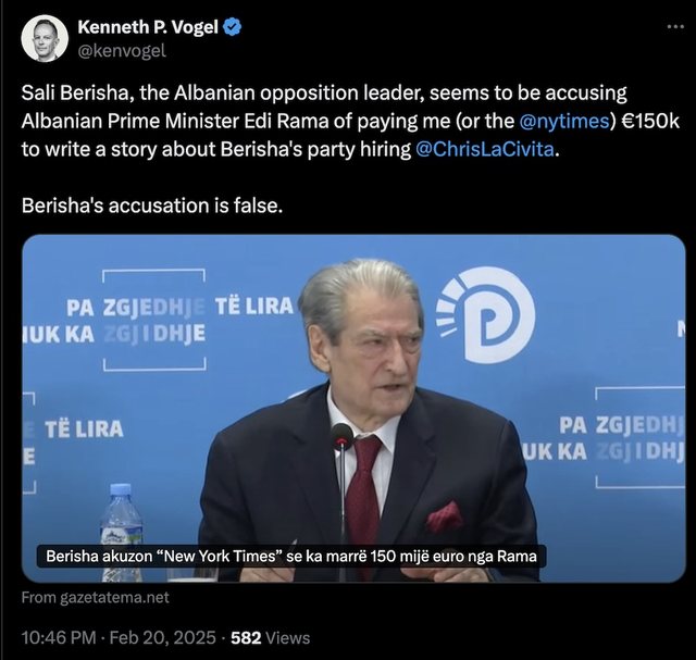 New York Times reagon ndaj Berishës: Akuzat e Berishës janë tërësisht mashtrimet e një “non grate” New York Times reagon ndaj Berishës: Akuzat e Berishës janë tërësisht mashtrimet e një “non grate”