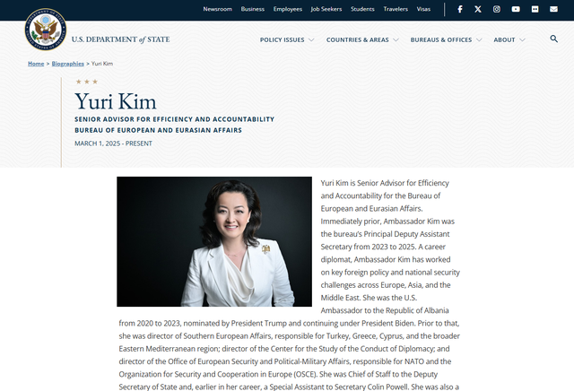 Po tani? Saliu dhe “saliarët” e shkarkuan madje e “kallëzuan”: DASH konfirmon emërimin e Yuri Kim në detyrën e re… Këshilltare e Lartë për Efiçencë dhe Përgjegjësi