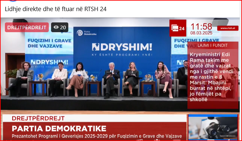 RTSH si gjiriz për opinionin: Në aktivitetin për gratë zgjedh broçkullat e Garos me Berishën, në vend të kryeministrit Rama