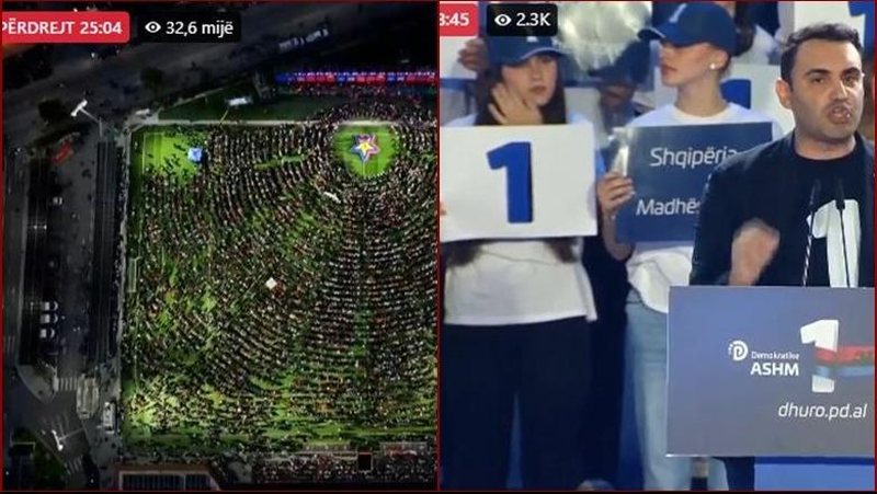 Dy partitë e mëdha masin forcat në Tiranë, PS 32 mijë ndjekës live, PD vetëm 2 mijë Dy partitë e mëdha masin forcat në Tiranë, PS 32 mijë ndjekës live, PD vetëm 2 mijë