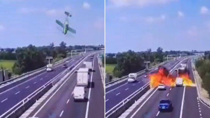 VIDEO tronditëse! Avioni rrëzohet në mes të autostradës në Itali