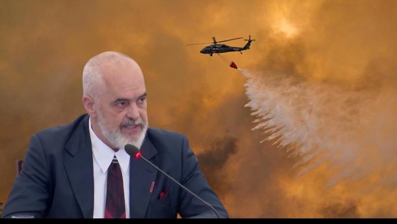 Një ditë sakrifice dhe krenarie!’ Kryeministri Rama për aksionet antizjarr në vend: 34 vatra aktive, 13 të shuara, 600 forca dhe 6 mjete fluturuese! Gatishmëri maksimale