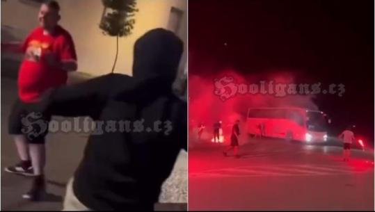 VIDEO/ Huliganët polak përdhosën bustin e Skënderbeut në Tiranë, përleshen me tifozët e Dinamos pas ndeshjes së CL! Flakadanë autobusëve rrugës për në aeroport