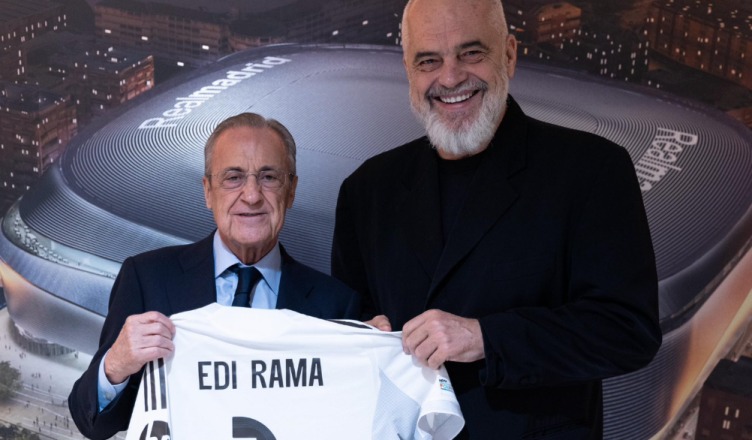 VIDEO/ Kryeministri Rama takon presidentin e Real Madridit, ndjek ndeshjen live në tribunën VIP