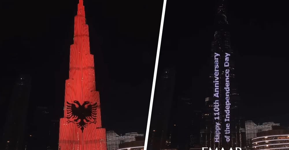 Burj Khalifa në Dubai ‘vishet’ Kuq e Zi në 113-vjetorin e Pavarësisë së Shqipërisë Burj Khalifa në Dubai ‘vishet’ Kuq e Zi në 113-vjetorin e Pavarësisë së Shqipërisë