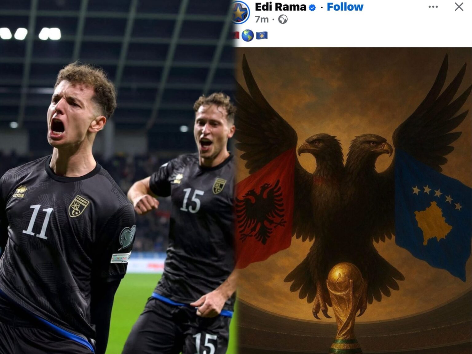 FOTO/ Shqiponjat nisen për në Botërorin e SHBA-së, Rama krenohet me Kosovën pas arritjes në Play Off FOTO/ Shqiponjat nisen për në Botërorin e SHBA-së, Rama krenohet me Kosovën pas arritjes në Play Off