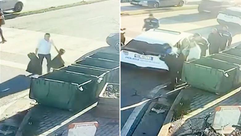 VIDEO/ “Përton” të hedhë qeset e mbeturinave brenda në kosh, qytetari nga Shkodra e pëson! Ja veprimi i policit