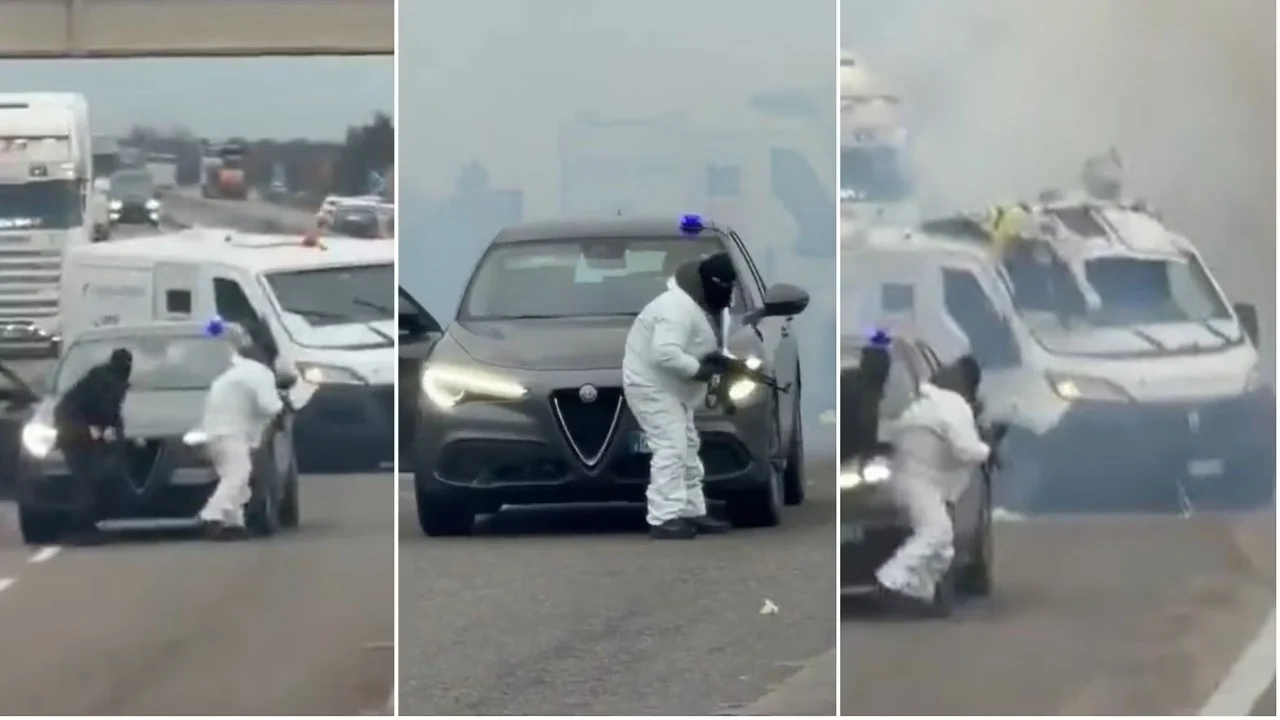 Video/ Grabitje si në filma, momenti kur furgoni i blinduar dhe i mbushur me para hidhet në erë