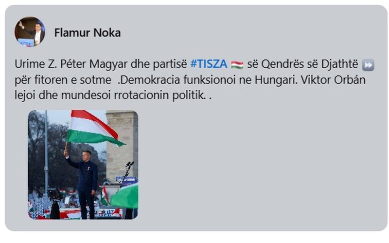 Katër statuse për të fshehur një hall, Flamur Noka nuk di nëse duhet të gëzohet apo hidhërohet për humbjen e Orban-it Katër statuse për të fshehur një hall, Flamur Noka nuk di nëse duhet të gëzohet apo hidhërohet për humbjen e Orban-it