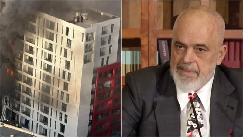 “Familjarët të rrinë të qetë”! Reagimi i Edi Ramës: Pallati i djegur në Tiranë do të rindërtohet nga ndërtuesi
