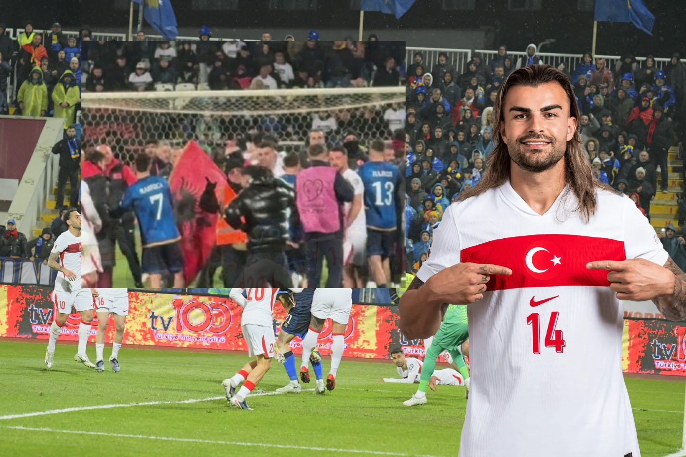 VIDEO/ Tifozi pushton fushën me flamurin shqiptar, lojtari turk bën gjestin e madh