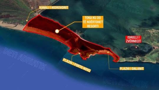 Zvërnec/ Sipërfaqe prej 251 hektarësh, kufijtë dhe shtrirja e zonës ku parashikohet ndërtimi i resortit