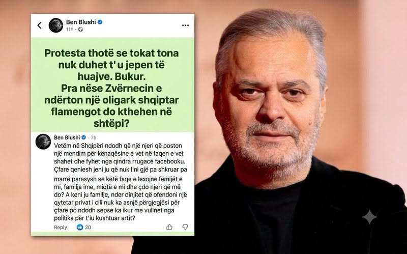 “A keni ju familje, nder e dinjitet”? Ben Blushi humb durimin pas komenteve për protestën e Zvërnecit